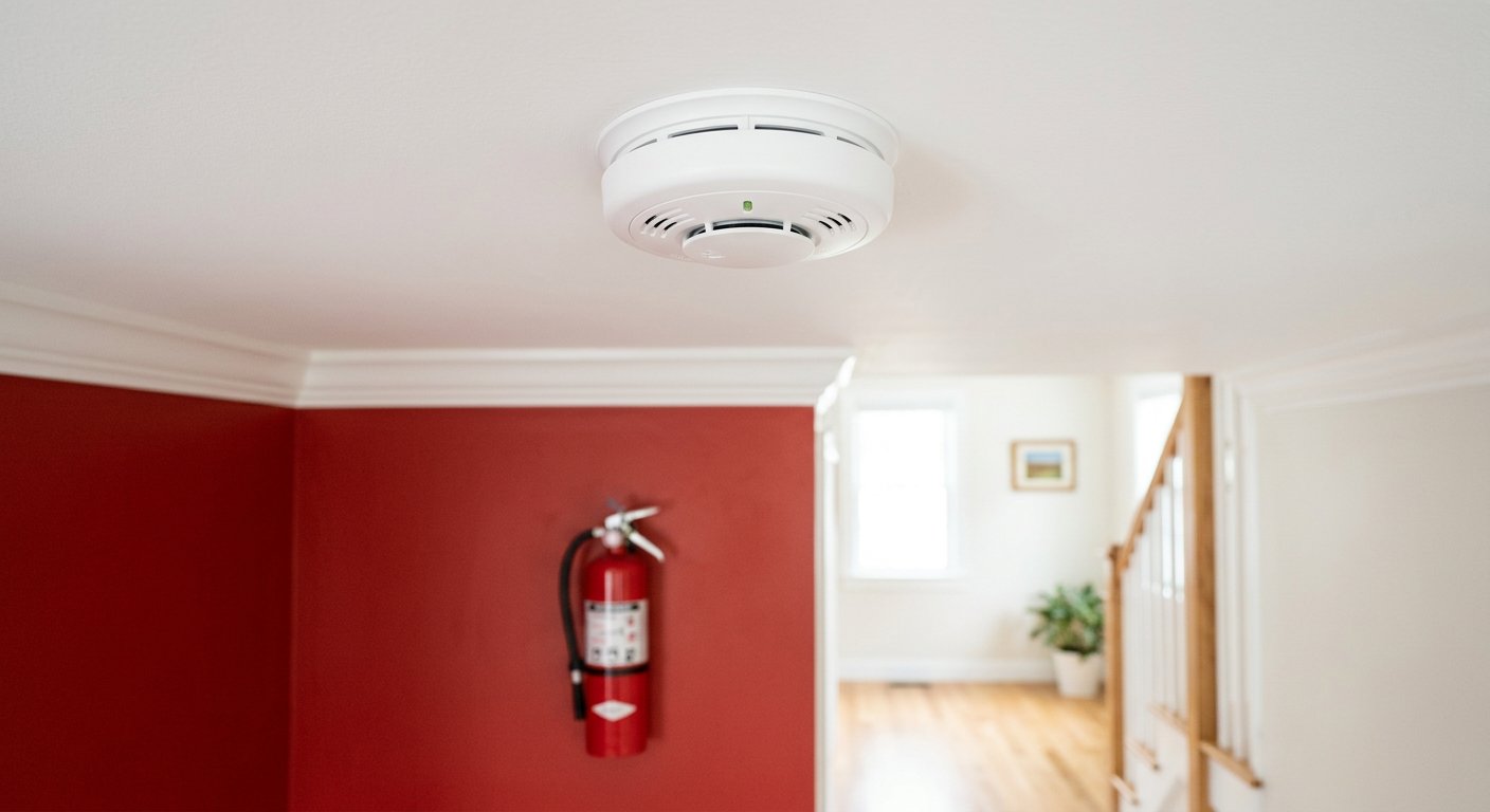 Smoke detector and fire extinguisher in a renovated home